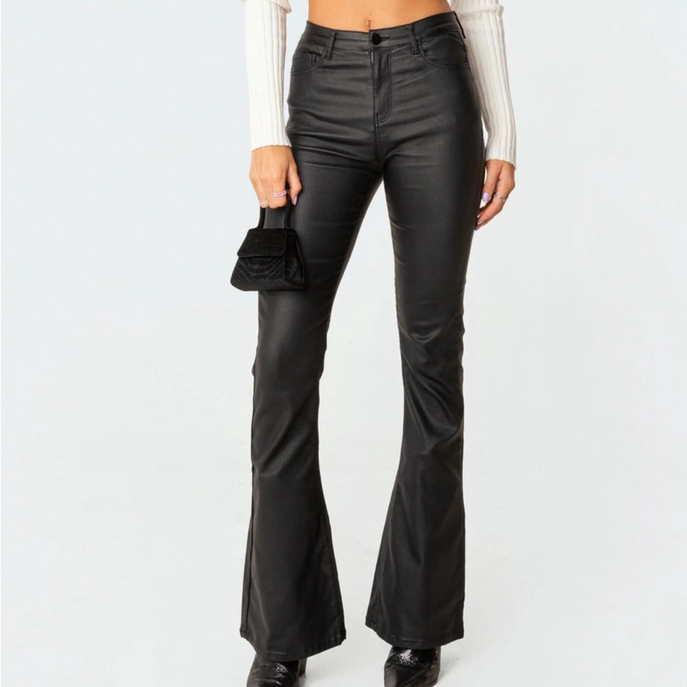 Edikted Flare Leather Pants